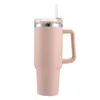 Drink Utensils 40oz Flat Bottom Water Cup Tumbler With Handle Cup Insulated Tumbler Cover Straw Stainless Steel Coffee Cup Termos Outdoor Cup Gift Car