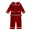 Pijama de Natal Pijamas Crianças Infantil Principais roupas de dormir para meninos Girls Boys Velvet Velvet Sleevespante