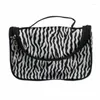 Kosmetiska väskor damer mens tvättväska toalettarty resor smink zippad fodral arrangör zebra mönster lagringspåse