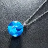 Chaînes ronde lune boule pendentif collier femmes résine transparente croix bleu blanc nuage chaîne mode bijoux cadeaux pour les filles