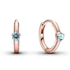 925 Argento Fit Pandora Orecchini Cristallo Moda donna Gioielli Regalo Orecchini a bottone Solitario Huggie Orecchino a cerchio con cristallo rosa viola blu