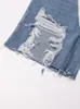 Kvinnors shorts Twotyle Patchwork Ribbons denim för kvinnor Hög midja Hålig ut casual streetwear korta byxor kvinnliga mode 230306