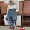 Jeans Teenages Jeans Boys Denim Pants for Kids Youngs Spring Summer Distresses Streetwear Hole Hip Hop Pants Straight Trousers for 14Y 230306