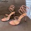 Dress Shoes Ankle Wrap Crystal Sandals Women Thin High Heels Gladiator Open Toe Fashion Summer Party Ladies