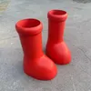 2023 MSCHF Designer Bottes hommes femmes Rainboots Astro BOY grosse botte rouge bout rond en caoutchouc lisse fantaisie bottes magiques dessin animé dans la vraie vie plate-forme baskets à fond épais
