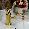 Robinets d'évier de salle de bains, finition or européen, robinet de lavabo de luxe, petite poignée unique avec mitigeur de vanité en diamant, robinet d'eau