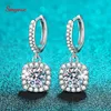 Oor manchet smyoue d kleur 65 mm vvs drop earring luxe vierkante dames bruiloft sieraden s925 zilveren sprankelende gesimuleerde diamant 230303