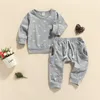 Giyim Setleri Bahar Sonbahar Bebek Erkek Kız Kıyafetleri 2pcs Güneş Baskı Uzun Kollu Kazak Sweatshirts Üstler Elastik Pantolon Trailtsits