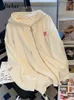Hoodies voor dames sweatshirts Jielur geborduurd Koreaanse sweatshirt voor capuchon Koreaans Sweatshirt Cardigan herfst dunne jas vrouwelijke rits abrikozen hoodies streetwear m-xl 230303