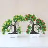 Fleurs décoratives 1 pc Plante Artificielle Bonsaï Pour Tabl El Bureau Décoration De Jardin Simulation En Plastique En Pot Réaliste Ornement DIY