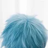 Anime Costumes Anime My Hero Academia Boku no Hiro Akademia Shigaraki Tomura Wigs Short Gray Blue Mixed Curly Cosplay Wig Cap Z0301