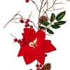 Flores decorativas Navidad Pino Cono Caña Baya Roja Planta Artificial Flor Vid Colgante de Pared Ratán Colgante de Navidad Decoración del Partido en Casa