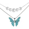 Cadenas Collar de mariposa de mariposa Thai doble collar de gargantilla de perlas joya de regalo