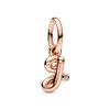 Perle di fascino Pandora in argento sterling di alta qualità con 26 perline in oro rosa con lettere inglesi sono alla moda per le donne