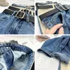 Women's Jeans Xpqbb Summer High Waist Women Jeans Washed Casual Loose Harem Pants Female Solid Simple with Belt Student Denim Trousers 230306