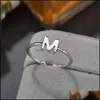 Band Rings Tiny Heart Initial Letter 26 Az Couple Knuckle Ring For Women Men Fashion Adjustable Jewelry Friendship Gifts Drop Deliver Dhheq