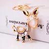 Keychains Dormon Cute Donkey Crystal Keyrings For Car Bag Pendant Party Gift Key Chains Holder DK243