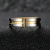 Alliances Mariage Bague Croix Pour Femme Et Homme Bleu Noir Or Couleur Acier Inoxydable Qualité Poli Foi 1 Pierre