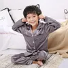 Pajamas Spring Autumn Children cardigan Pajamas set teen long sleeve silk sleepwear Kids Girls Home Clothes 2pcs Suit Children's Pyjamas 230306