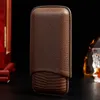 Leather Cigar Case 3 Holds Portable Humidor Box Travel Smoking Storage Accessories