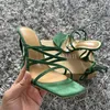 Sandales Summer Green Orange Femmes Sandals Fashion Cross-Tyels High Heels Chaussures Sexy Lace Up Porces Pumps Chaussures Femme Taille 35-42 230306