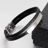 Charmarmband läderarmband för män 316L rostfritt stål högkvalitativ stil säkerhetslås armband vintage mode smycken gåva