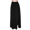 Women Stretch Waist Skirt Casual Loose Split Boho Maxi Long Skirt with Zipper Slit