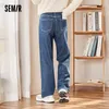 Kvinnors jeans semir jeans kvinnor skarvade breda benbyxor visar benlängd vinter mode retro långa demin byxor 230306
