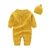 Combinaisons Pudcoco Born infantile bébé garçons filles pulls barboteuse tricot à manches longues chaud hiver combinaison tenues vêtements chapeau