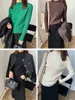 Pulls pour femmes épais demi-col haut solide automne hiver pull pull femmes femme pull tricoté à manches longues pull 230306