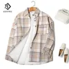 Damesjassen dik fluwelen plaid shirts dames winter warme blouses en tops casual wollen shirt jas vrouwelijke kleding jas uit het kader c17001x 230303