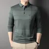 Polos masculinos de melhor graça de moda designer de luxo masculino planície camisetas pólo regulares de manga longa de mangas compridas