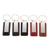 Leather Car Keychains Stainless Steel Car Keychain Luggage Decoration Key Chain DIY Keyring Pendant 5 Colors