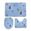 Tapis de bain KiniArt plongée en apnée Basset Hounds 3 pièces ensemble de salle de bain impression velours corail antidérapant couverture de toilette tapis Bas