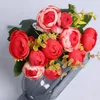 Flores decorativas Artificial Rose Camellia Wedding Bouquet DIY Handwork