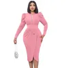 Casual Dresses Sexy Pack Hip Pencil Dress African Women's Solid Color V-Neck Long Sleeve Irregular Slim Party Evening 2023 Winter