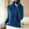 Kvinnors tröjor Autumn Winter Wool Blend Sweater Woman Horseshoe Design Pile Collar Pullover Casual Sticked Topps Cashmere Female Treeat 230306