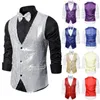 Men's Vests Fashion Mens Sequin Waistcoat Formal Business Suit Vest Wedding Nightclub Homme Stage For Singers Performers TopsMen's