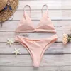 Damenbadebekleidung Bikini 2023 für Frauen Sexy Set Badeanzug Tankini Push-up Brasilianischer Tanga Einfarbig S-XL