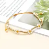 Strand Vlen Daisy Armband Gold Color Handmade Woven Flower Charm Pulseiras for Women Present Trendy Y2K Jewellery