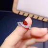 Cluster Rings Pure Silver Chinese Style Natural Garnet Women's Luxury Trendy Simple Oval Adjustable Gem Ring Fine Jewelry Support Detect