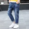 Jeans IENENS 4-11 Years Boys Clothes Slim Straight Jeans Classic Bottoms Children Denim Clothing Pants Kids Baby Boy Casual Trousers 230306