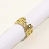 高品質の豪華なジュエリーワイドブラスメッキ本物のゴールドの女性の古代家族の中空の手装飾シンプルな人差し指のリング