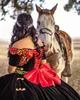 Plus Size Black Quinceanera Dresses Mexican Charro Red Floral Corset Vestidos De 15 Anos 2023 Elegant Robe De Bal Sweet 16 Birthday Party Gown Ceremony Formal Dress
