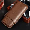 Leather Cigar Case 3 Holds Portable Humidor Box Travel Smoking Storage Accessories