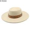 Breda breim hattar hink hattar fedora hattar för kvinnor 9,5 cm breda grim khaki svart filt klänning hatt panama kyrkan män jazz hatt sombreros de mujer 230306