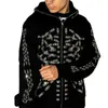 Womens Hoodies Sweatshirts E-girl Dark Academia Grunge Zip Up Sweatshirt Punk Style Gothic Rhinestone Skull Spider Print Hooded Autumn Coat Top Y2k Emo W0306