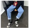 Men's Jeans Hip Hop Elastic Pants Mouth Clothes Long Retro Men Loose Straight Leg Waist Boys Casual Man Male