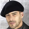 Beanieskull Caps Dualuse Painter Hats 100％Wool Beret Winter Men's Formal Wear Professional Dualuse Cap High Quality Male Hat 230306