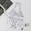 RealFine 5A Swimwear L Tweedelige Momogran Bikini Swimsuits Print Logo Luxe ontwerper Beachwear voor vrouwen maat